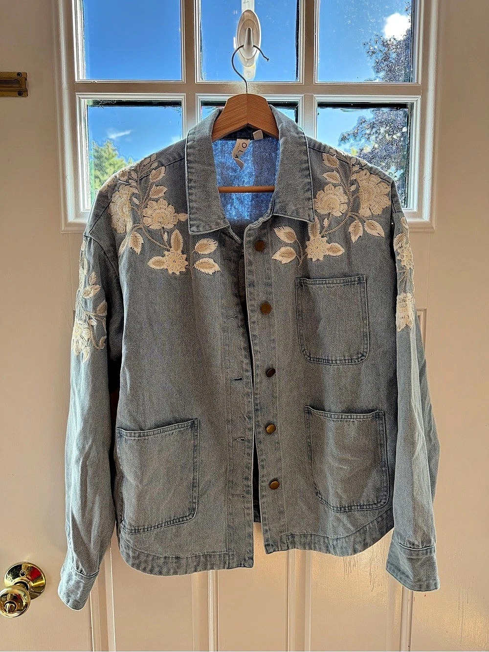 Dolan Embroidered Denim Jacket in Blue Like New